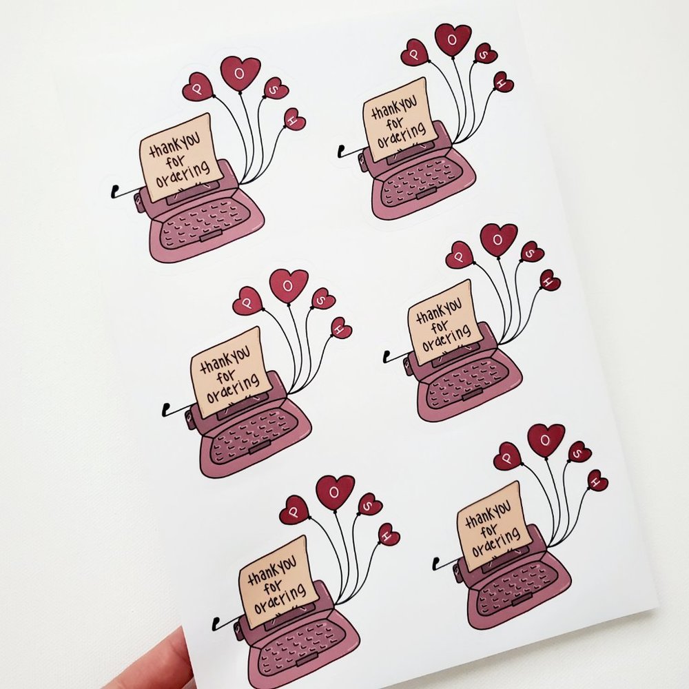 LB072 Vintage Typewriter Poshmark Sticker Sheets [Price Firm] - Picture 5 of 8